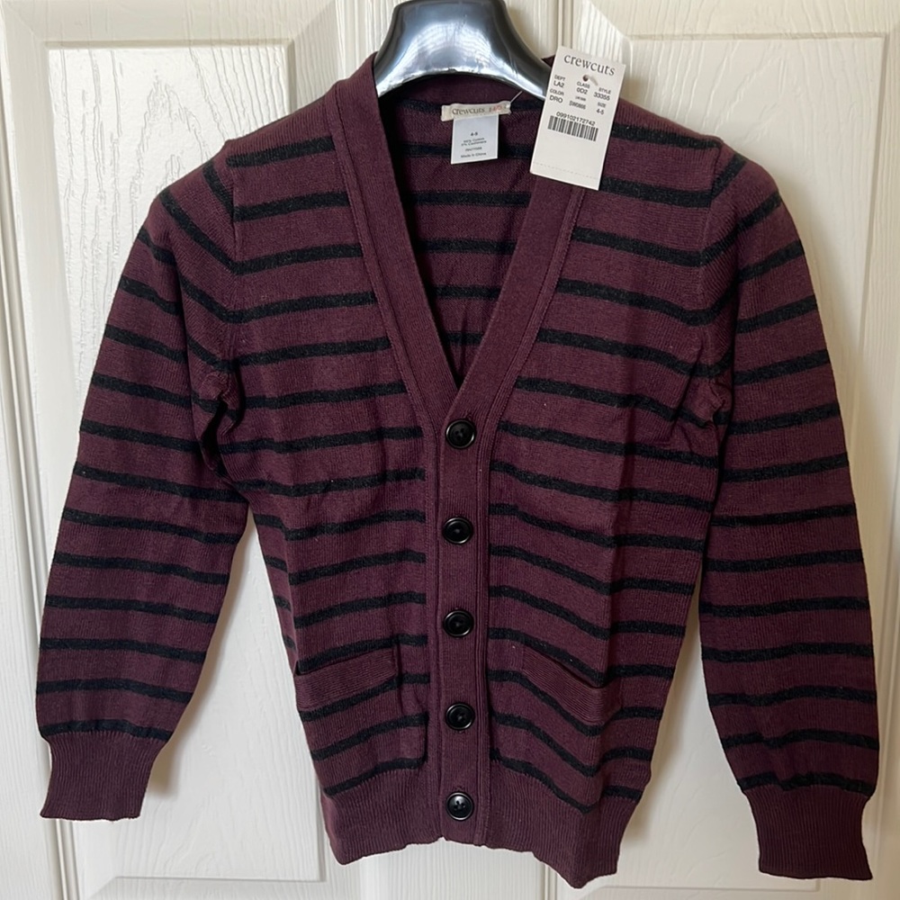 Jcrew brand new kids cotton-cashmere cardigan sweater in strip size 4-5